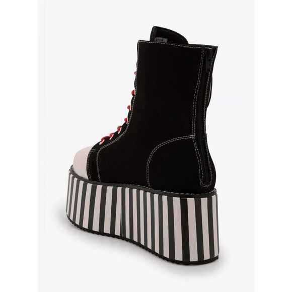 YRU X Emily The Strange Goth, Emo, Punk Stripe Platform Boots 9 - Picture 4 of 5